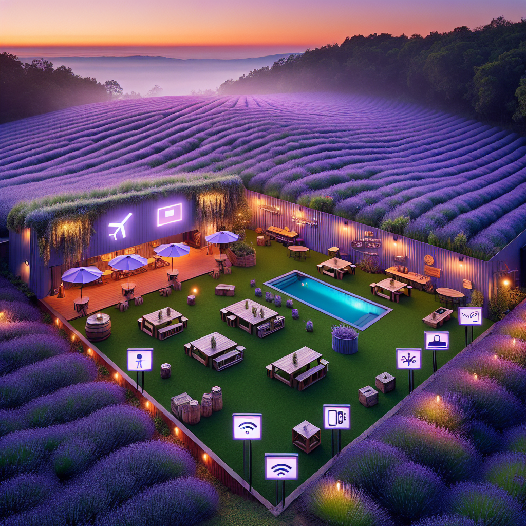 Seamless event planning with plush amenities set against the rustic charm of lavender fields.