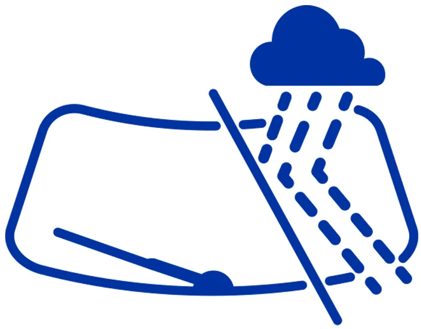 Illustration of Aquapel ® glass treatment's hydrophobic effect on a windshield.